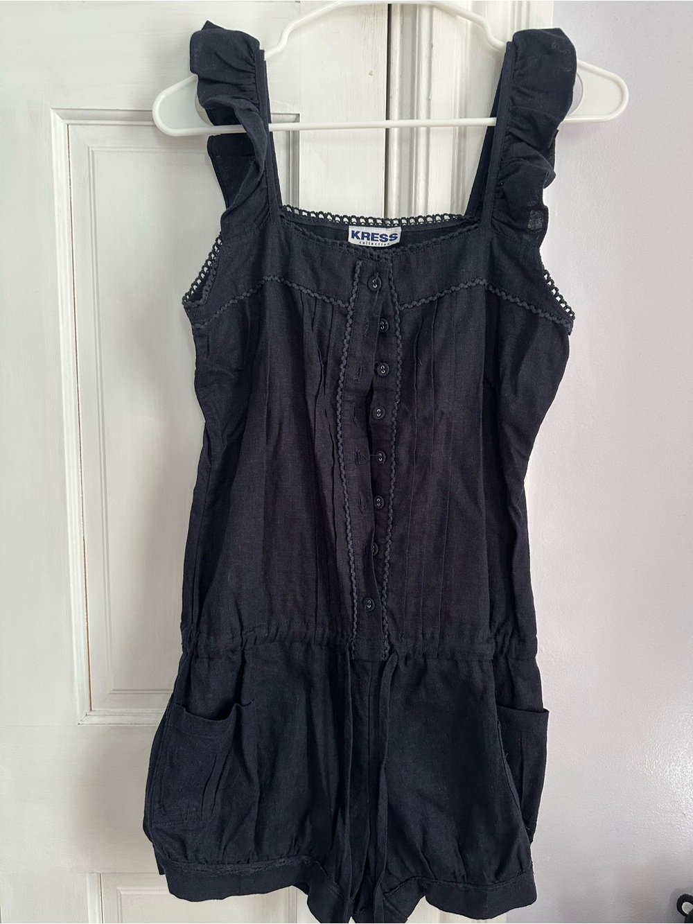 Kress navy Sleeveless Button-Front Romper